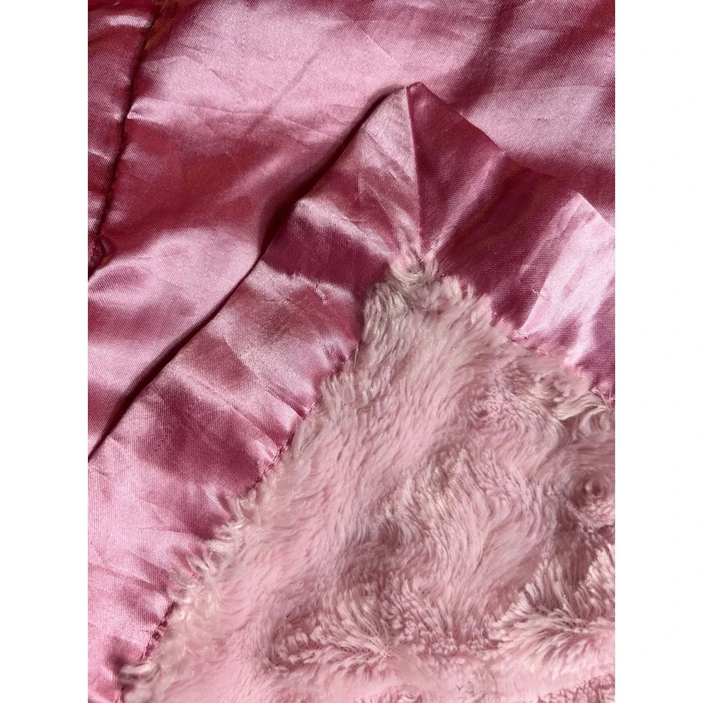 Disney Winnie the Pooh Baby Blanket Pink Satin Trim Rosebud Swirl 30x40 Cozy